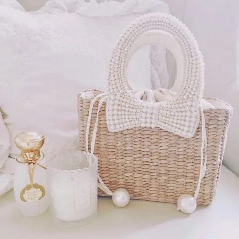 2020 New Summer Pearl Hand-woven Straw Bag