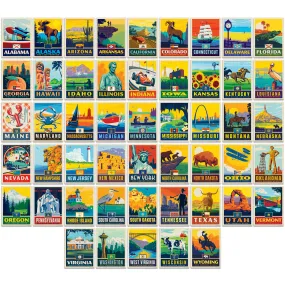 50 States US Travel Vinyl Sticker Set