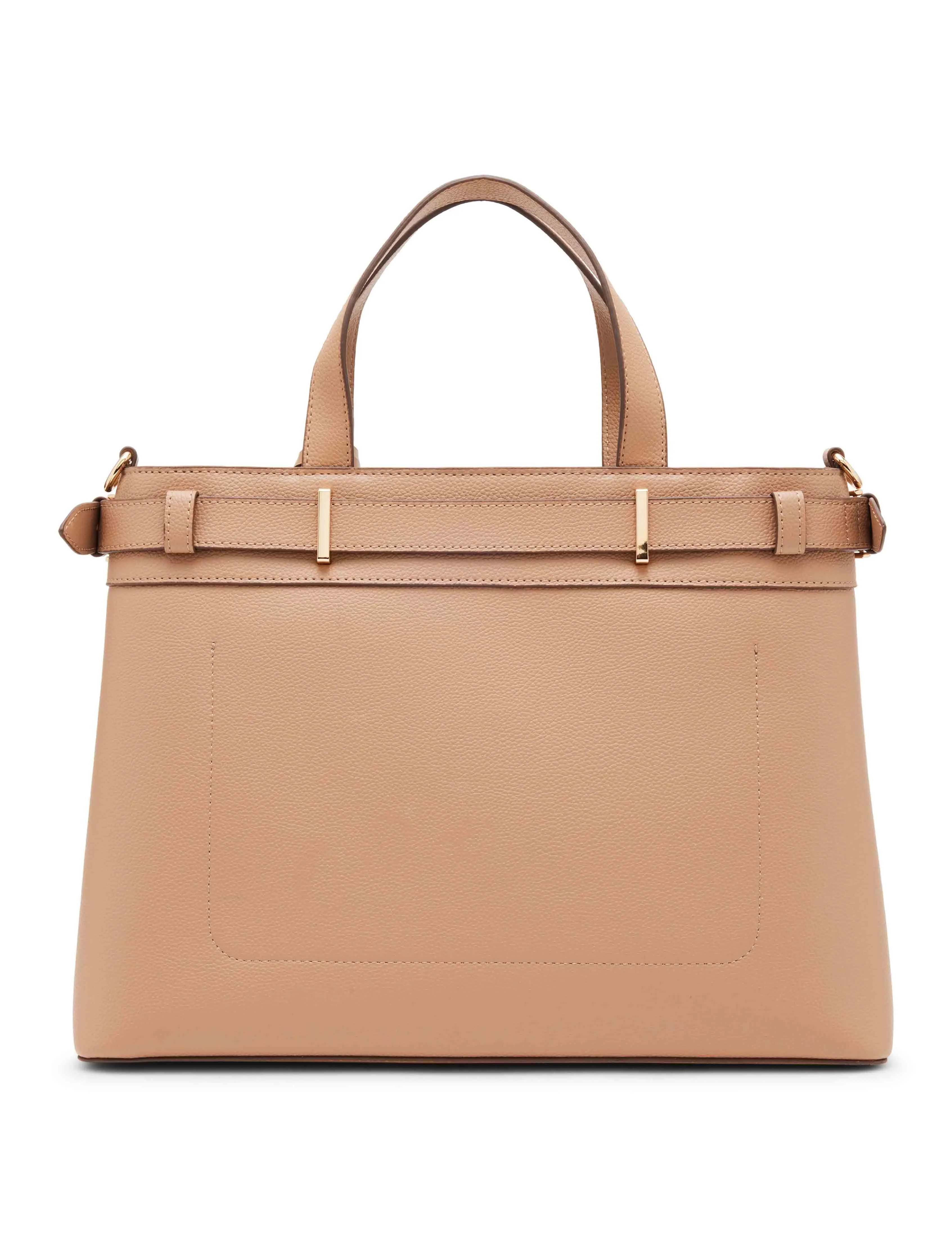 Belted satchel with convertible strap