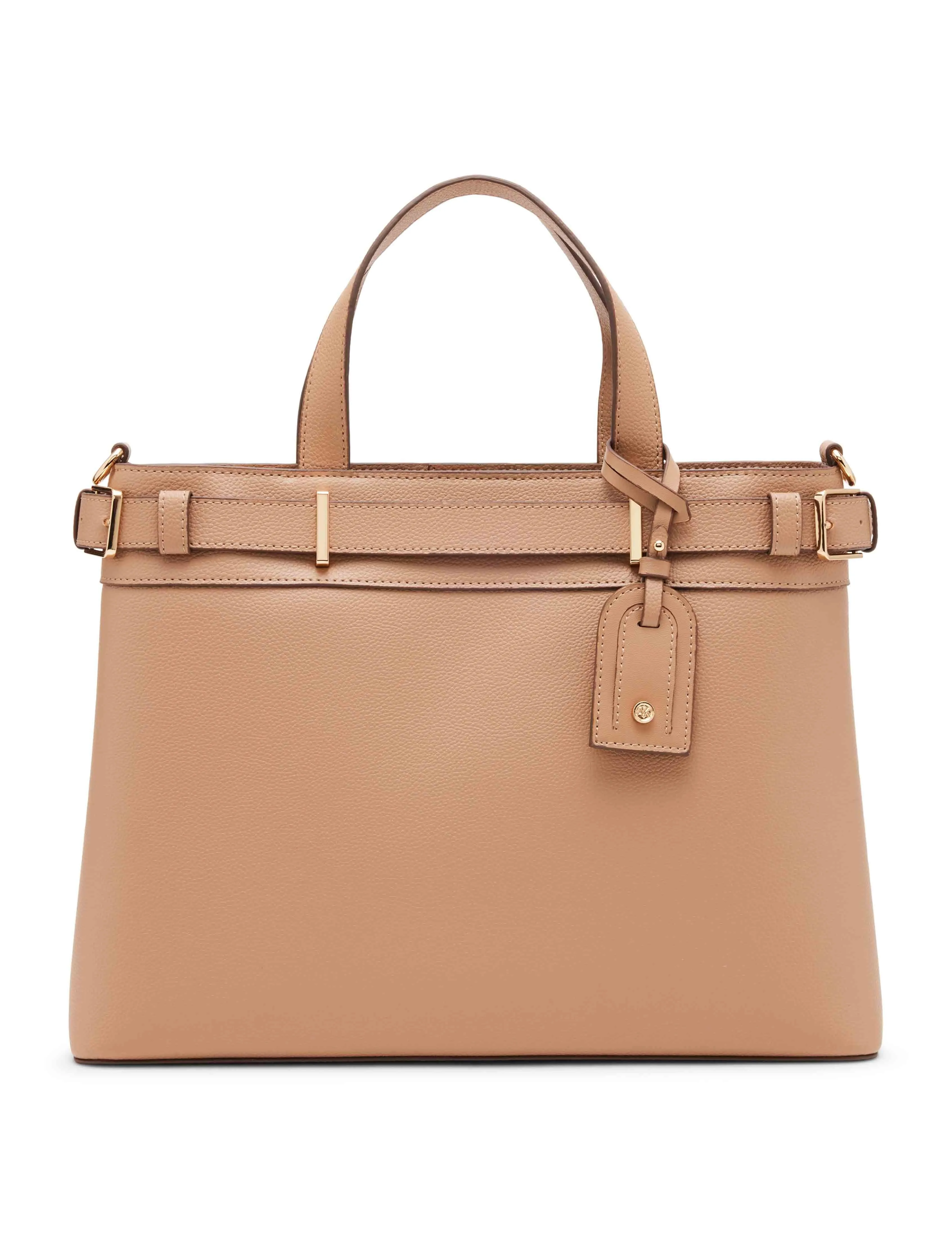 Belted satchel with convertible strap