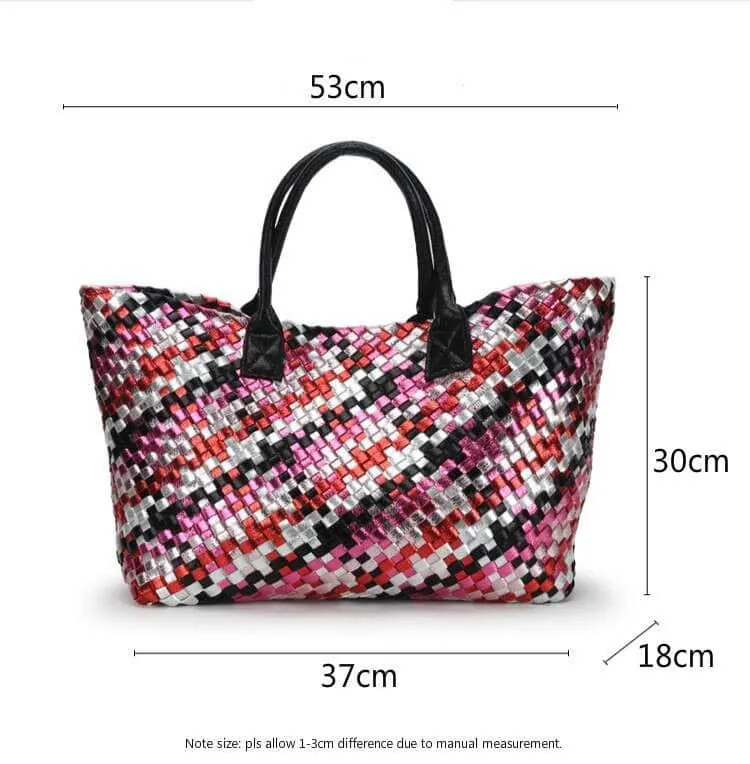 Bling Woven Leather Handbag