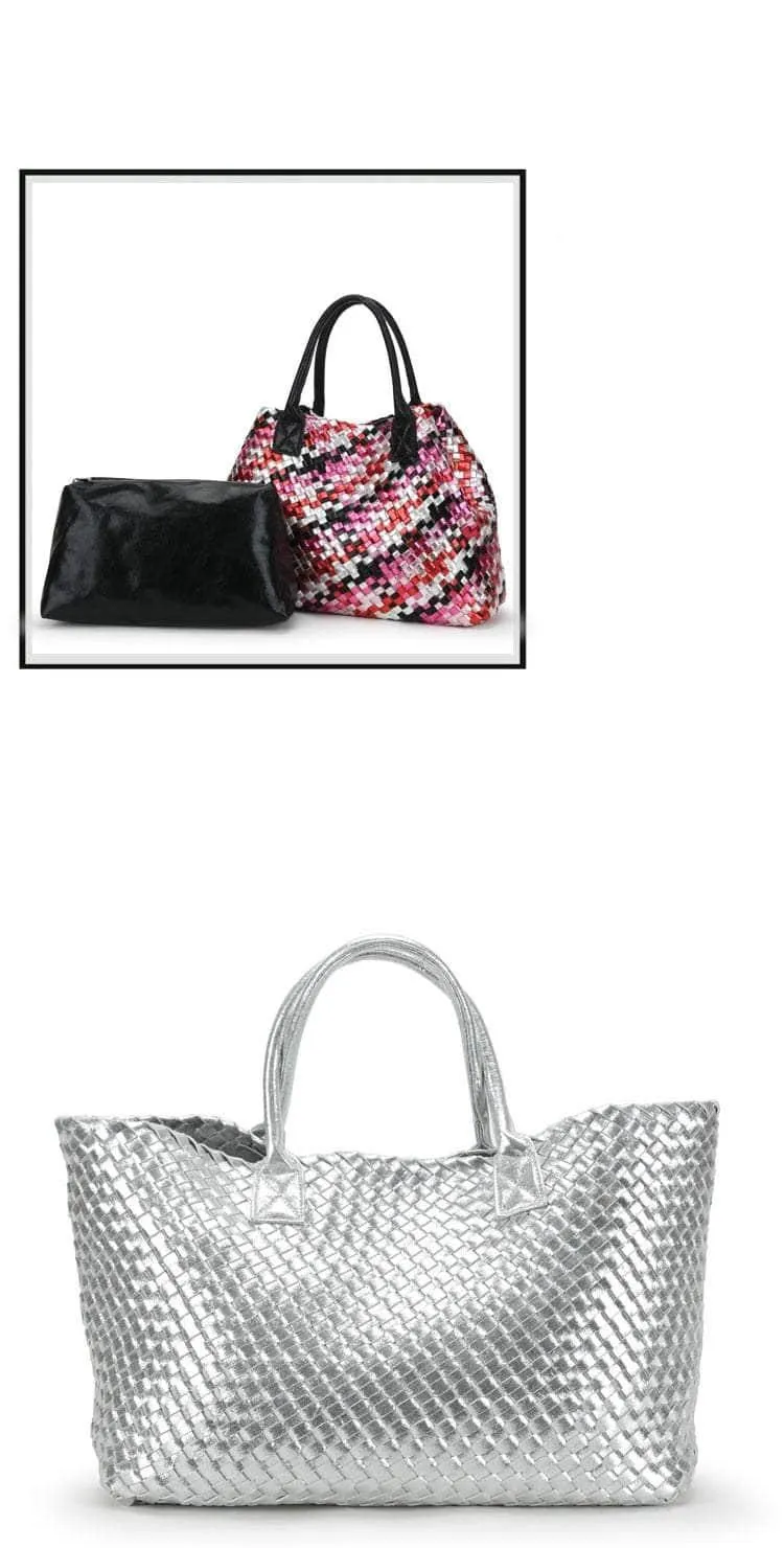 Bling Woven Leather Handbag