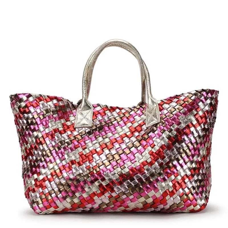 Bling Woven Leather Handbag