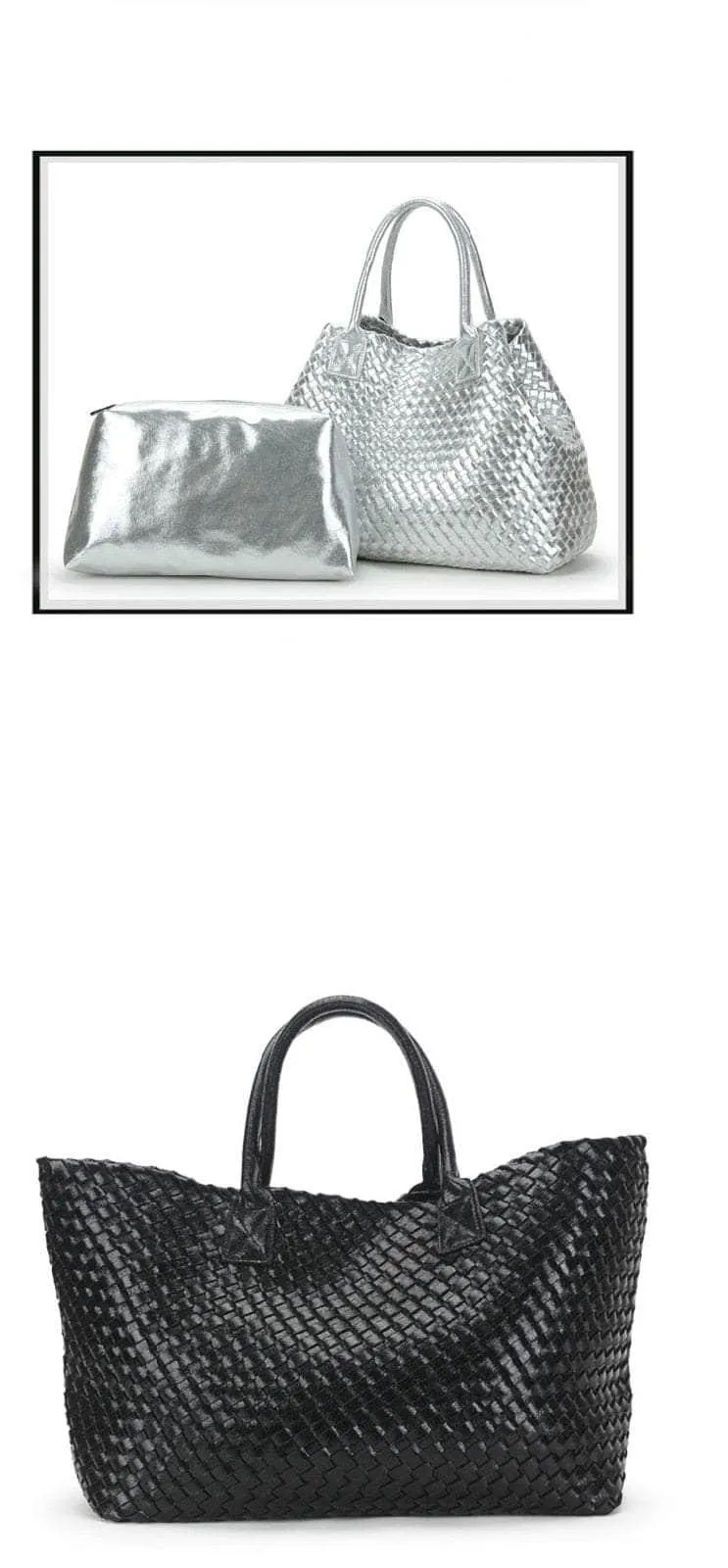 Bling Woven Leather Handbag