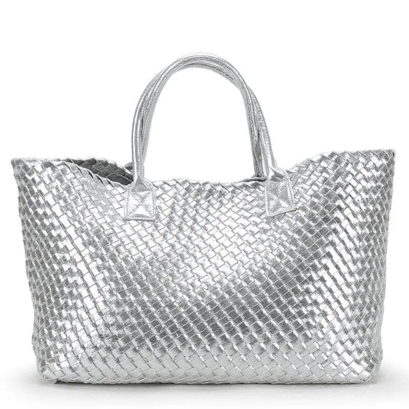 Bling Woven Leather Handbag