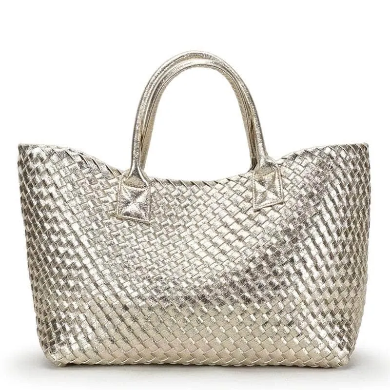 Bling Woven Leather Handbag