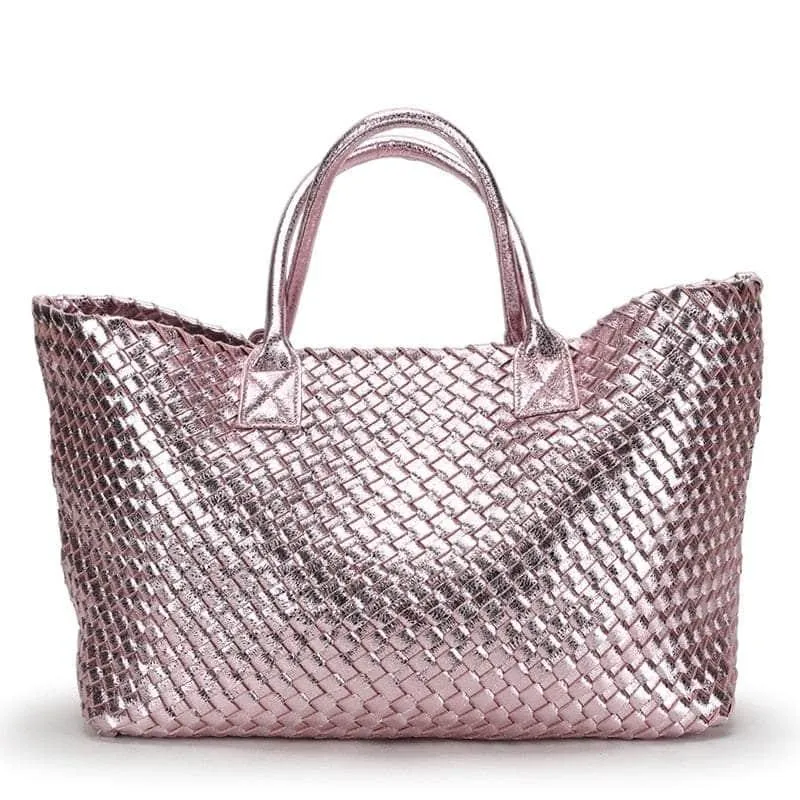 Bling Woven Leather Handbag