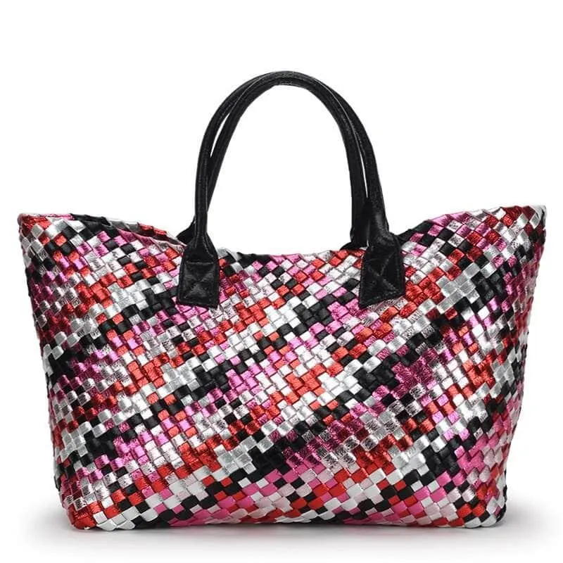 Bling Woven Leather Handbag