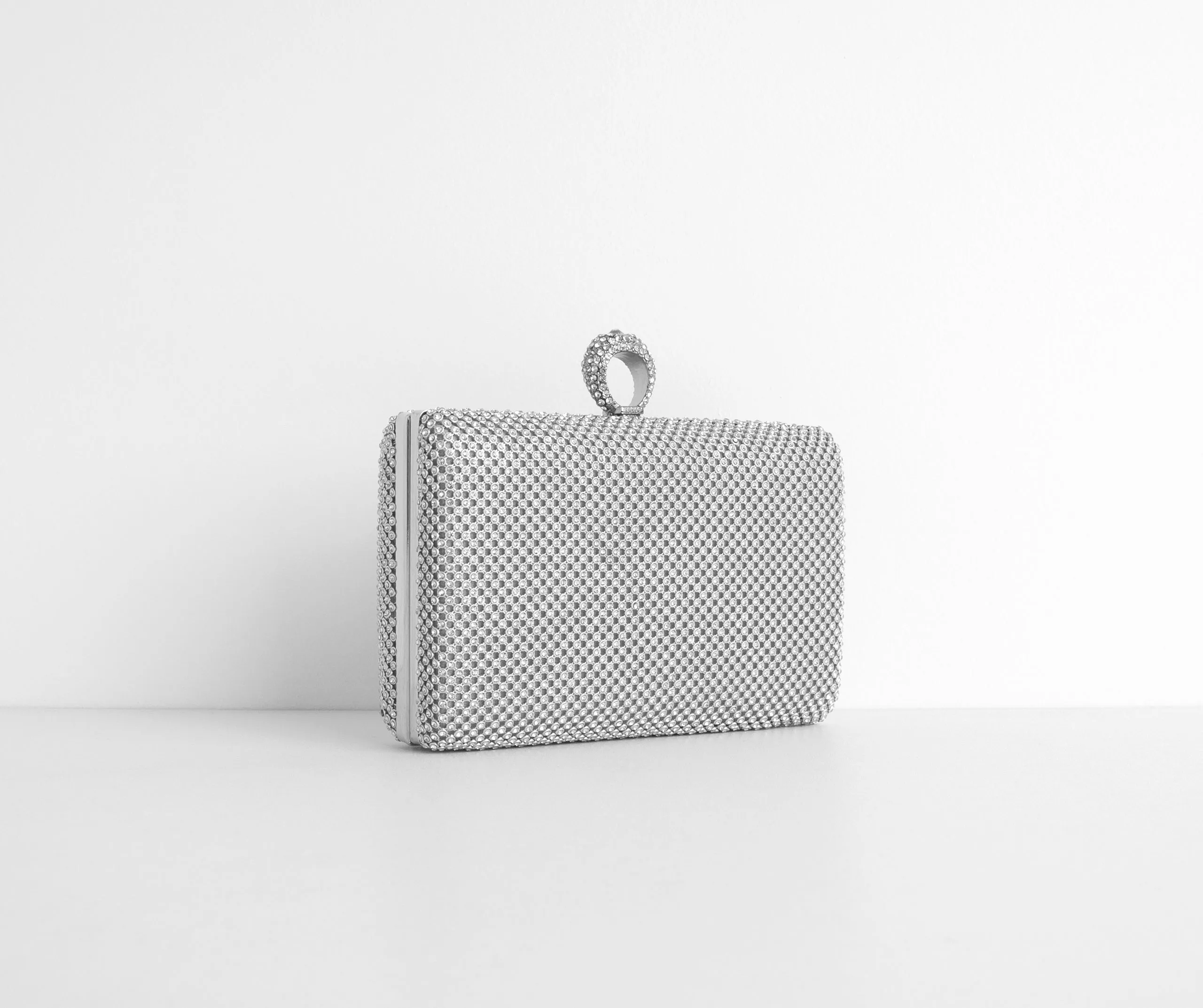 Bring The Bling Rhinestone Mesh Clutch