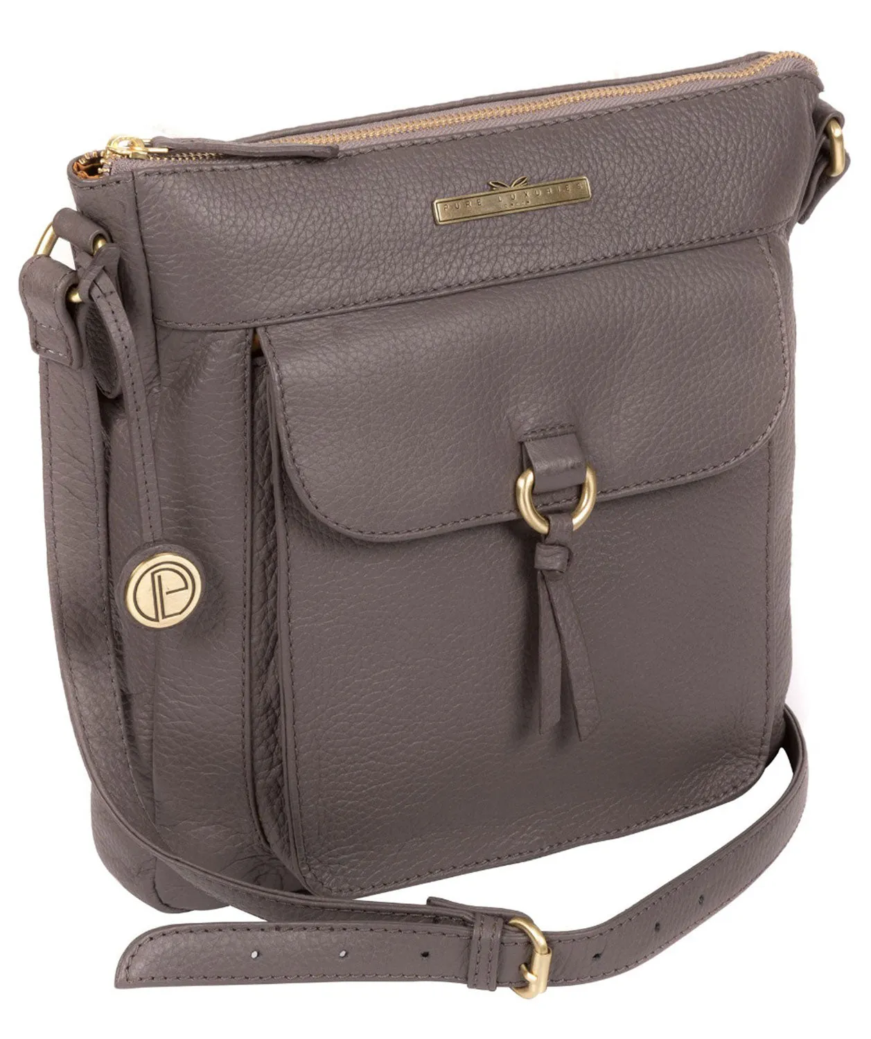 'Caroline' Grey Leather Cross Body Bag