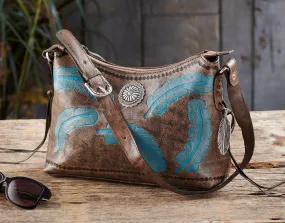 Charcoal Leather with Turquoise Feathers