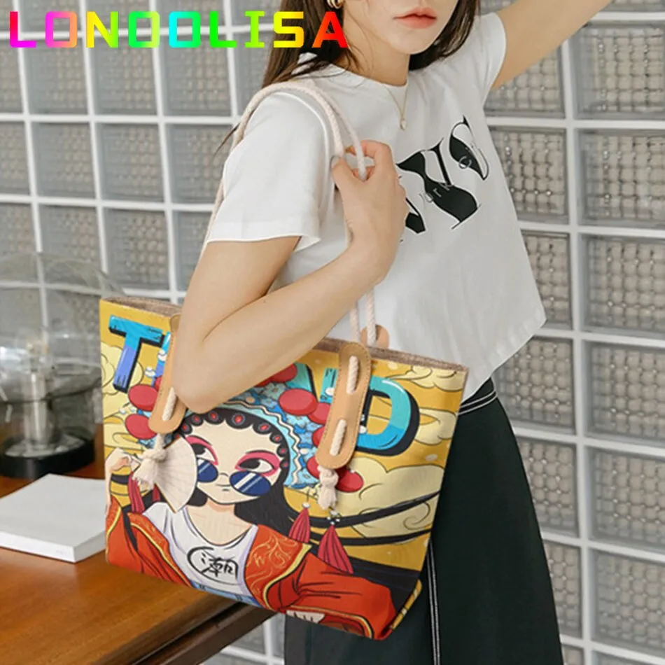 Christmas Gift Chinese Canvas Opera Section Bag Women Handbag Autumn and Winter 2021 Fashion Korean Style Shoulder Small Bag for Women Tote Bag