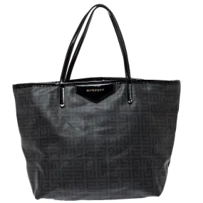 Dark Grey/Black Coated Canvas Logo Print Antigona Shopper Tote