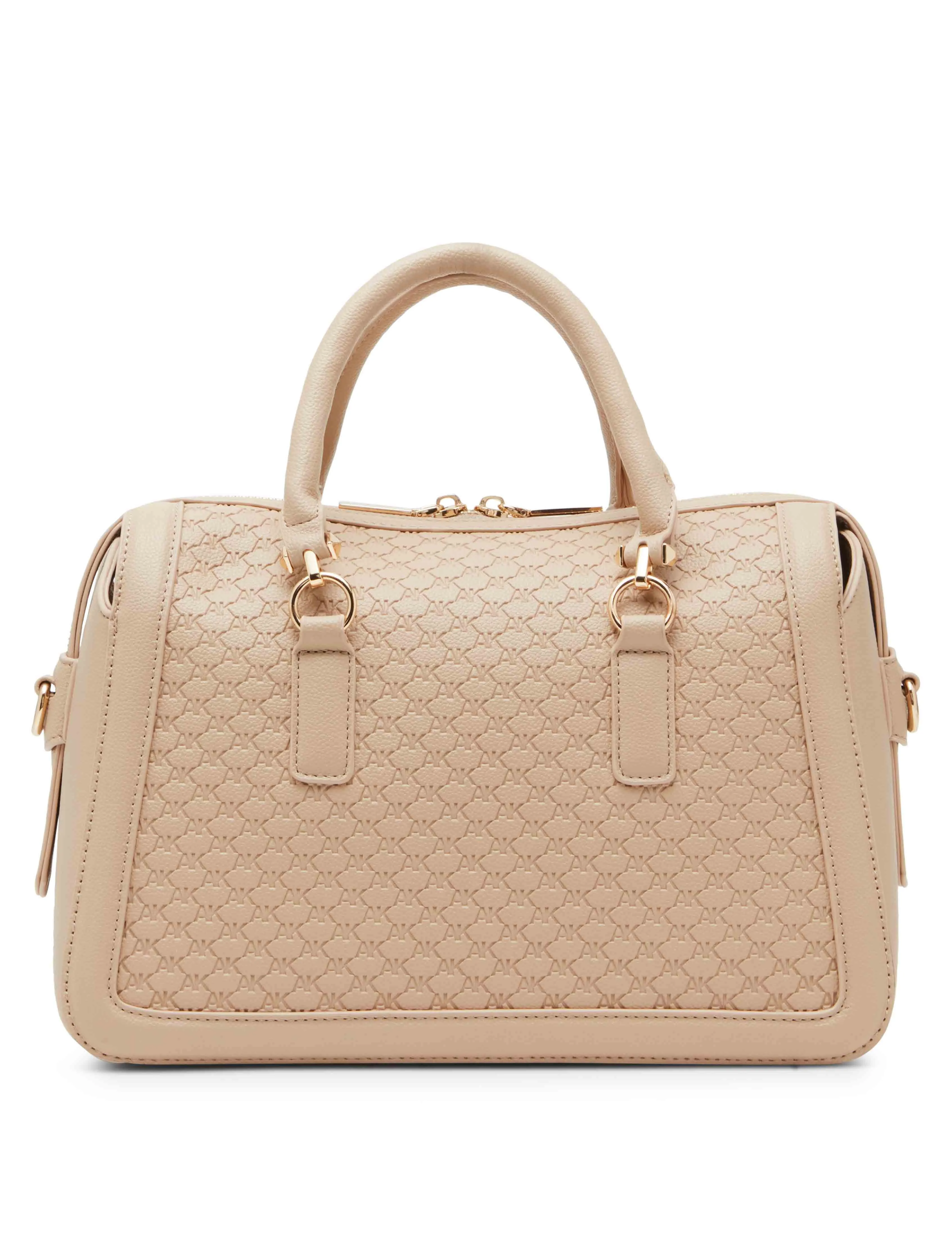 Embossed Ak Logo Top Zip Satchel