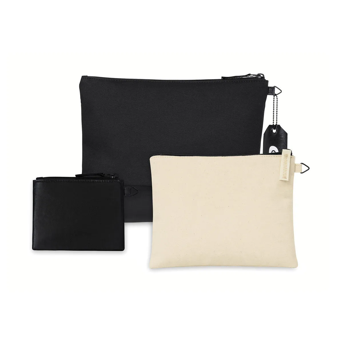 Gemline Black Natural Avery Cotton Zippered 3 Pouch Set