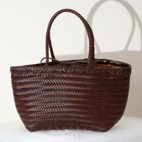 Genuine Leather Bag Weaving Casual Big Tote Purse Cowhide Handbags