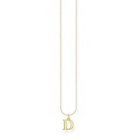 Gold Plated Letter D Necklace KE2013-413-39-L45V