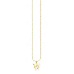 Gold Plated Letter W Necklace KE2032-413-39-L45V