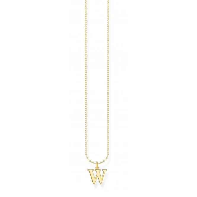 Gold Plated Letter W Necklace KE2032-413-39-L45V