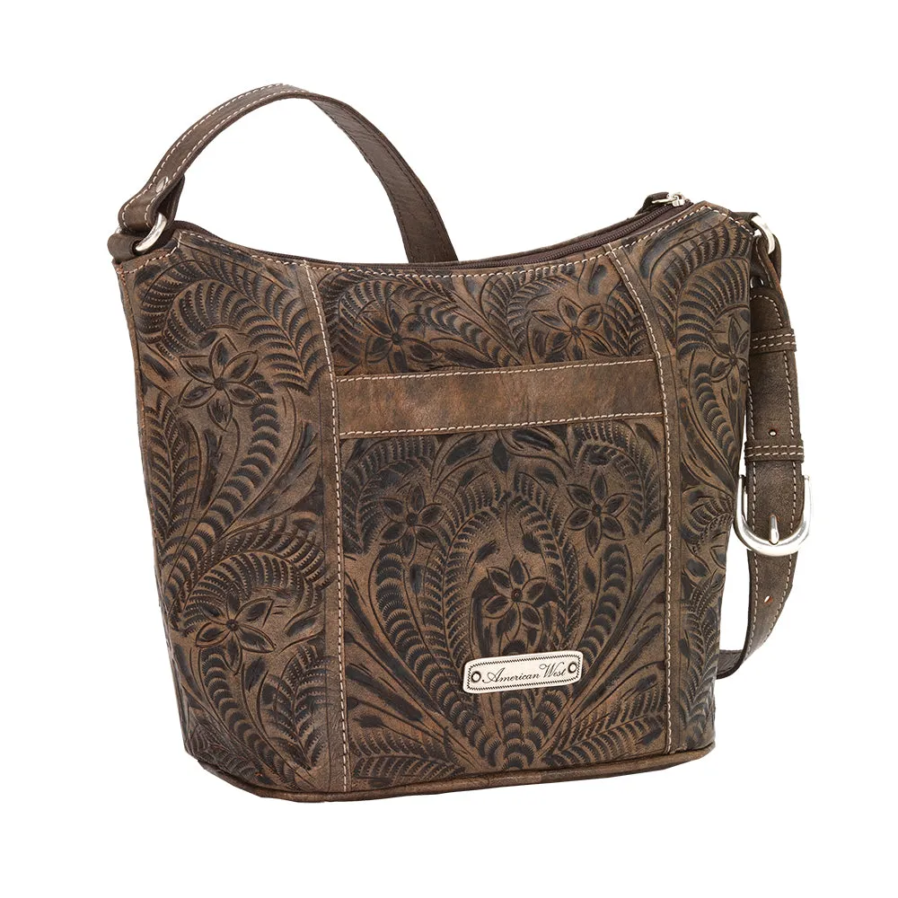 Hill Country Zip Top Charcoal Brown Bucket Tote 3373