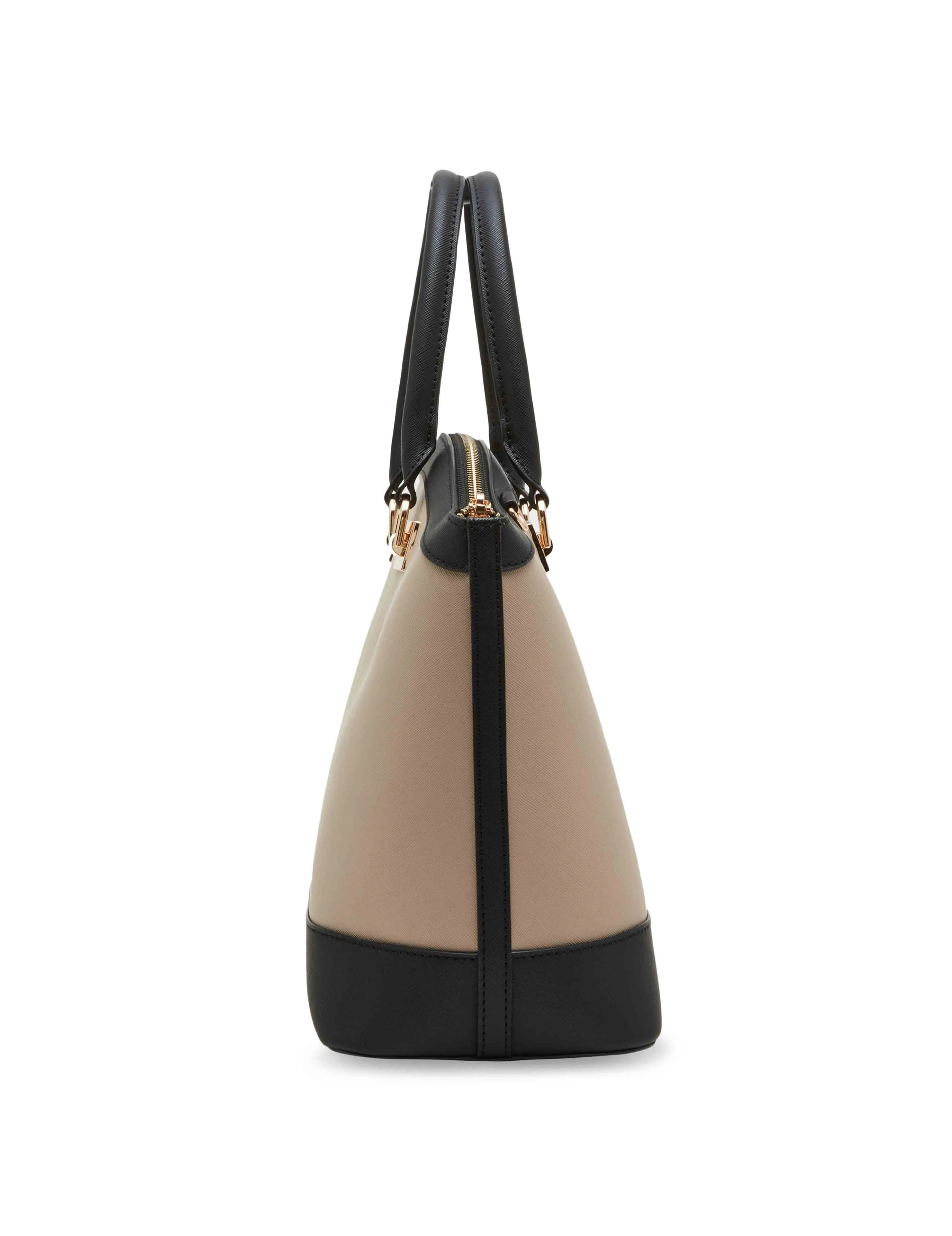 Large structured dome satchel with convertible strap