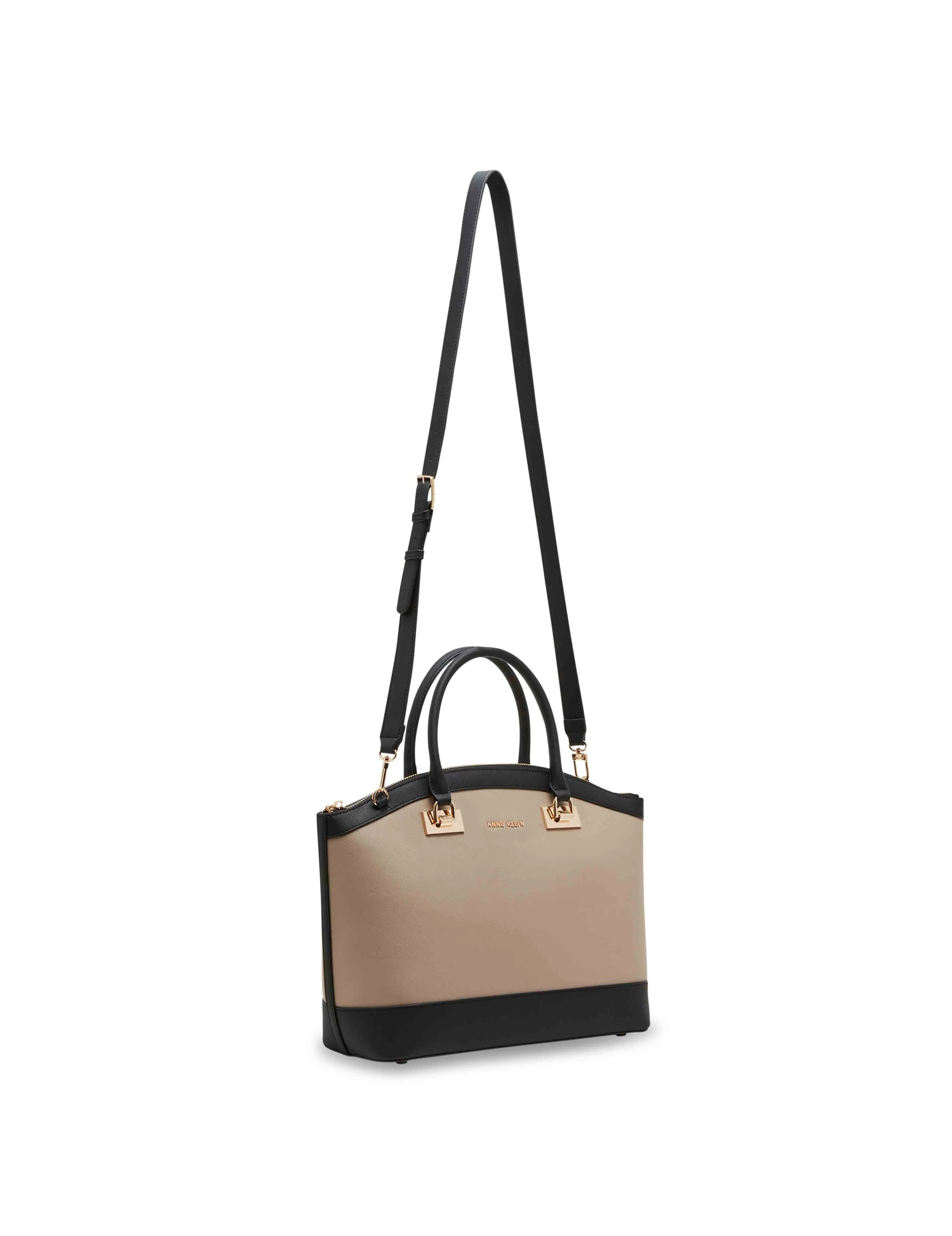 Large structured dome satchel with convertible strap