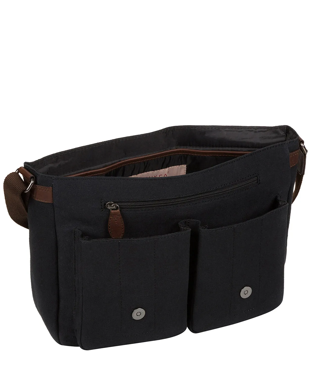 'Newington' Vintage Black Canvas & Leather Messenger Bag