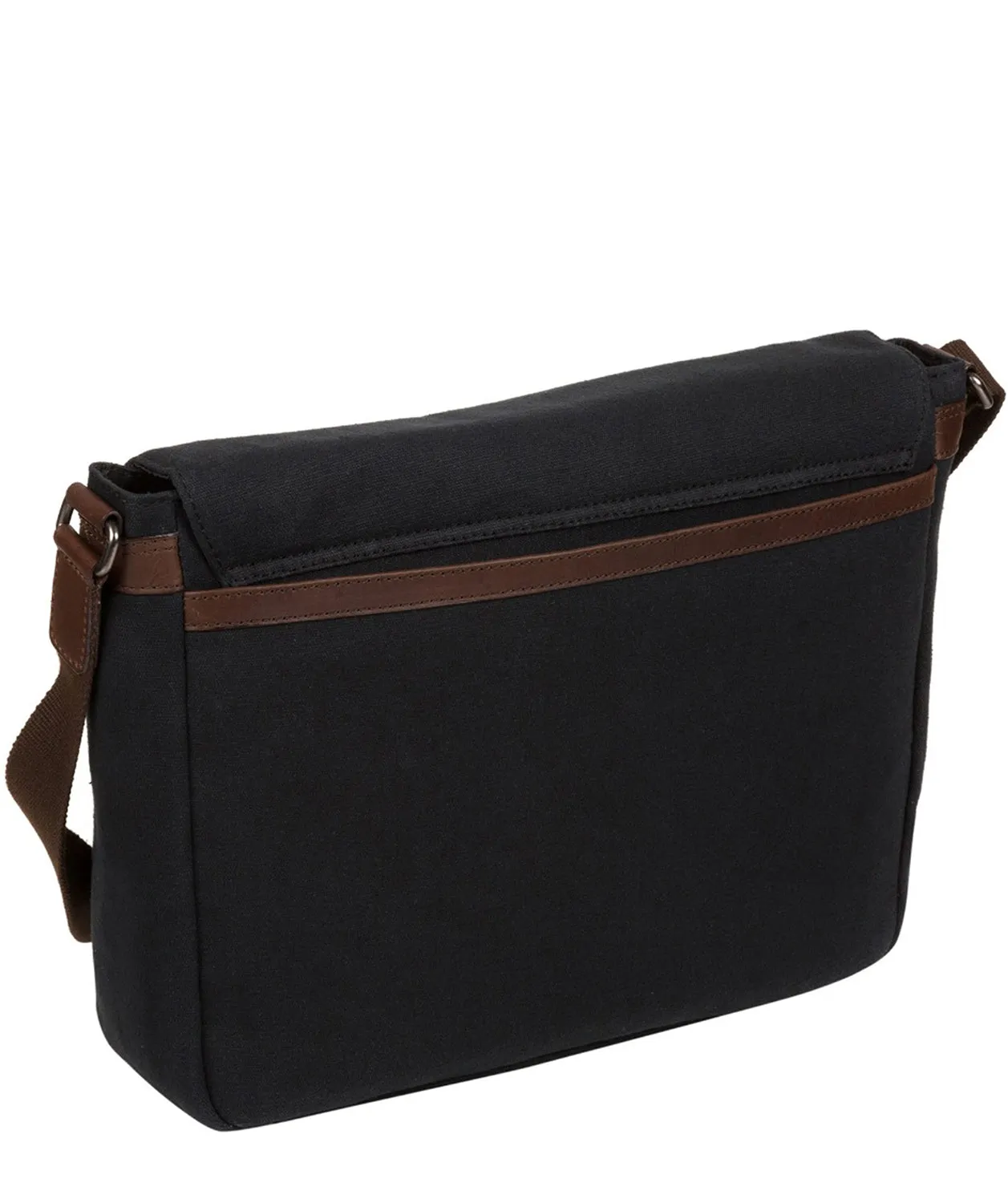 'Newington' Vintage Black Canvas & Leather Messenger Bag