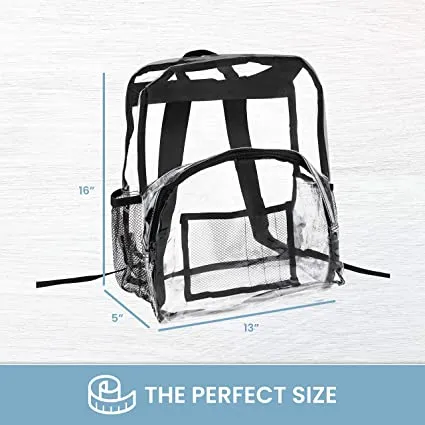 [Pack Of 2] Clear Backpack Security Approved - Reinforced Straps & Front Accessory Pocket 16" x 5" x 13"