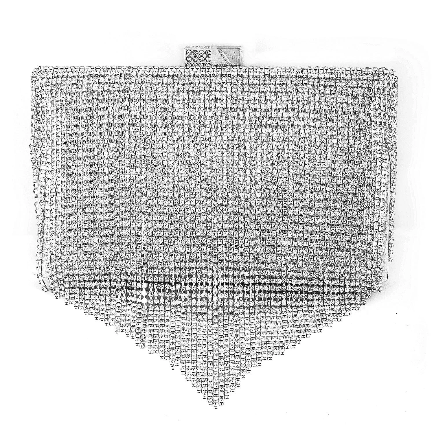 Rubans Silver-Toned Shimmery Cubic Zirconia Layering  Embellished Clutch